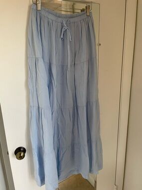 Rhythm Tiered Maxi Skirt - Light Blue